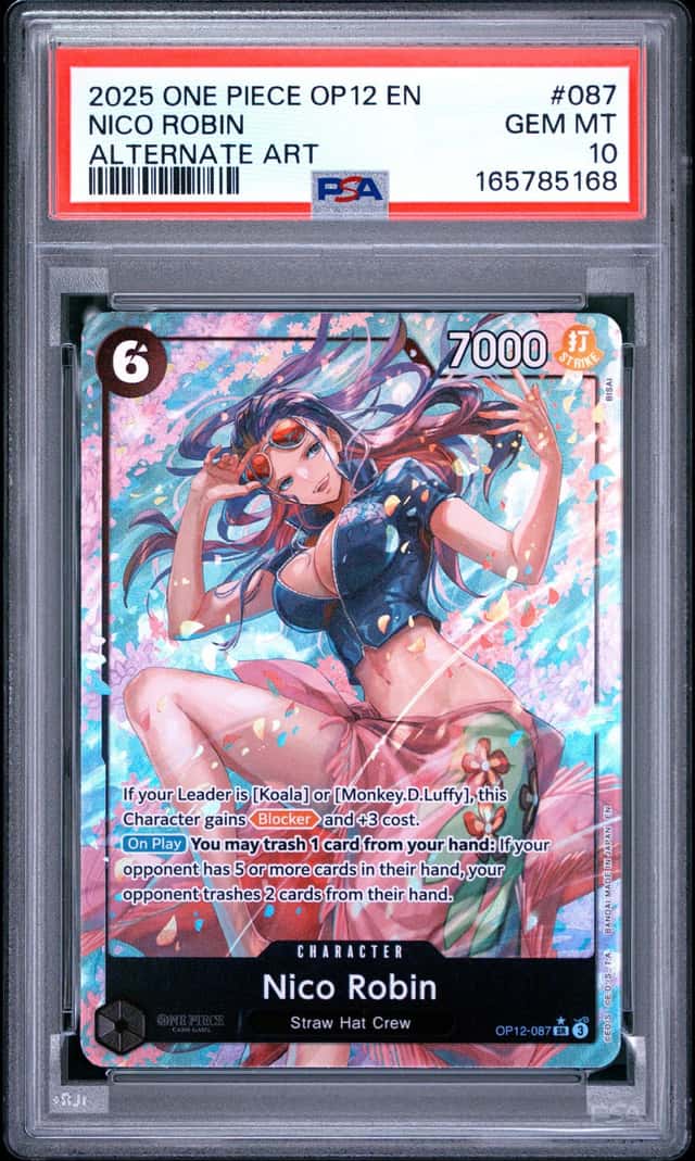 2025 ONE PIECE OP12-LEGACY OF THE MASTER ALTERNATE ART #087 NICO ROBIN PSA 10