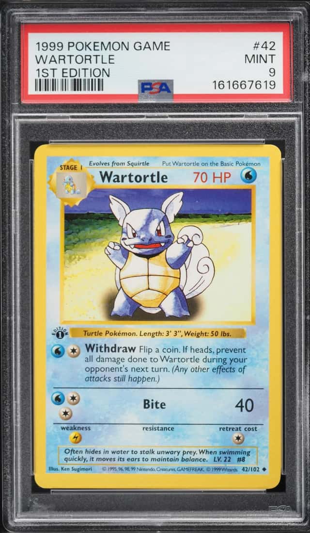 1999 Pokemon Base Set 1st Edition Wartortle #42 PSA 9 MINT