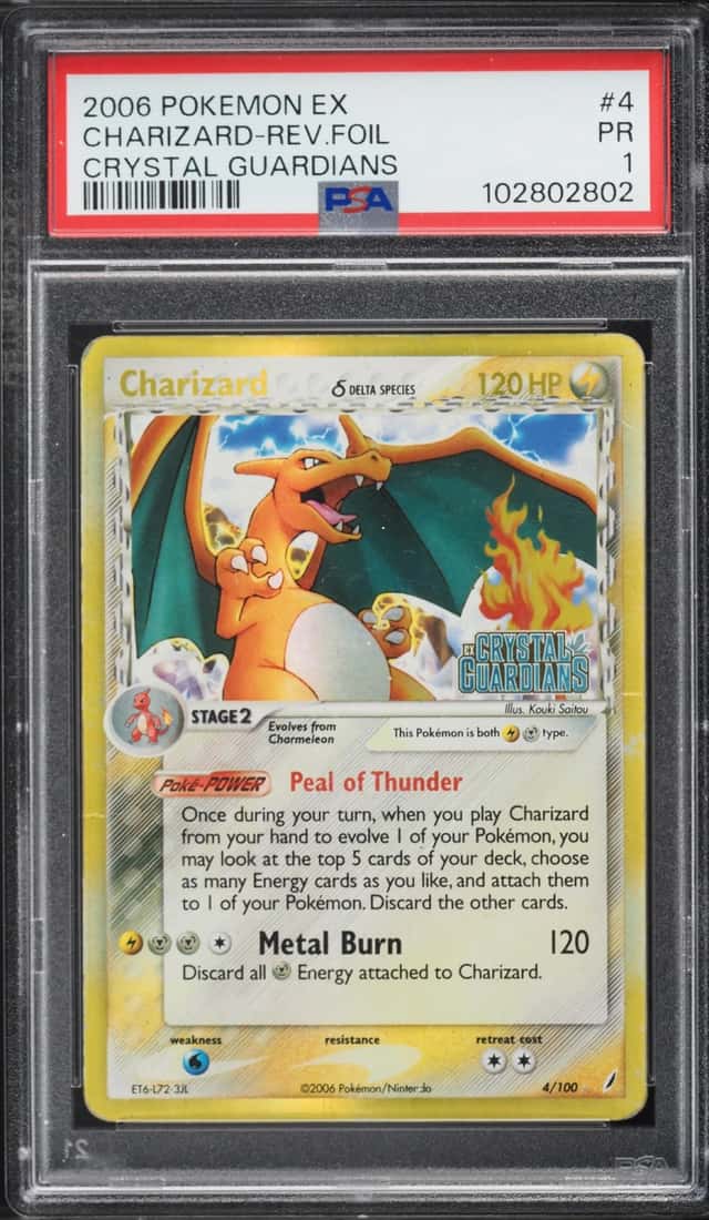 2006 Pokemon EX Crystal Guardians Reverse Holo Charizard #4 PSA 1 PR