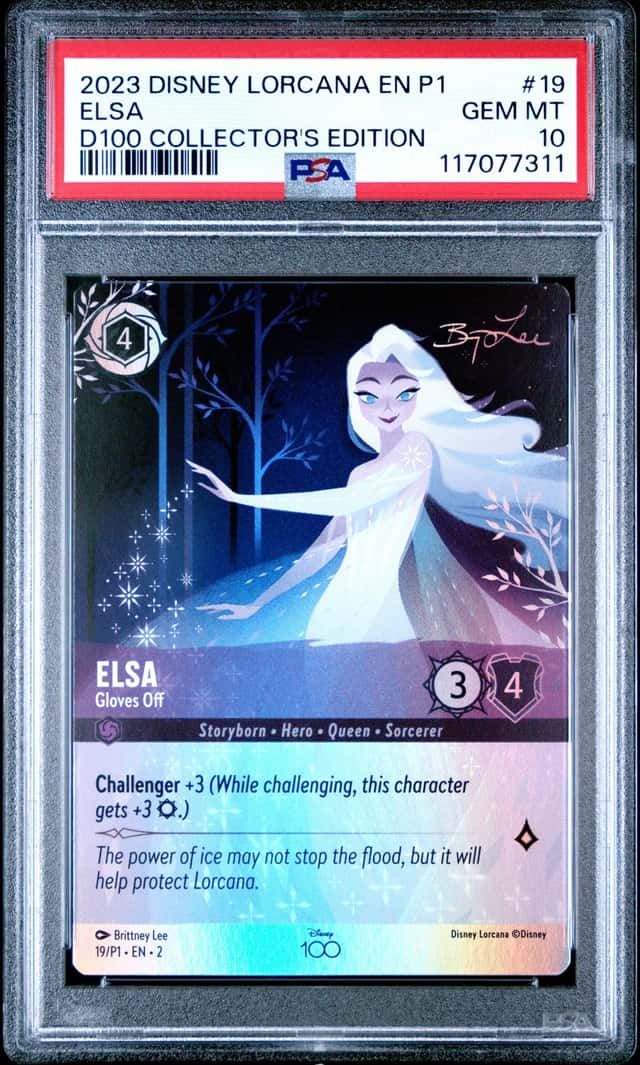 2023 Disney Lorcana Promo 100 Collector's Edition Elsa Gloves Off #19 PSA 10 GEM MINT