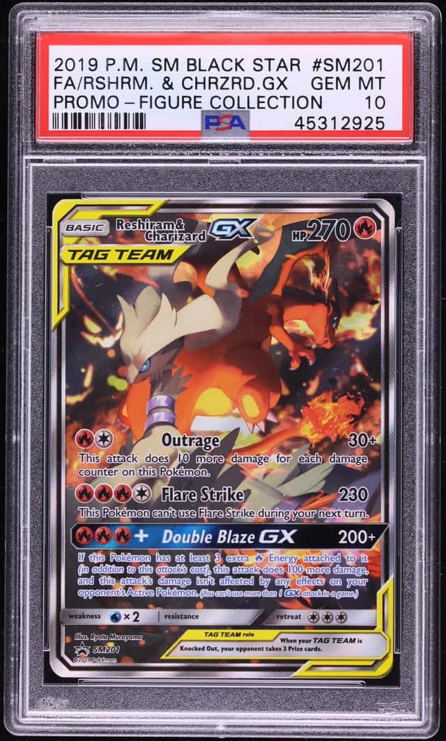 2019 Pokemon Sun & Moon Promo Full Art Reshiram & Charizard GX #SM201 PSA 10 GEM MINT