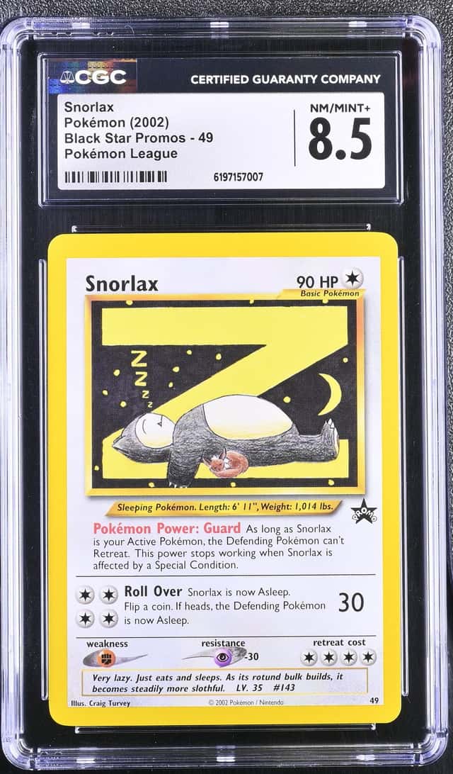 2002 Pokemon League Black Star Promo Snorlax #49 CGC 8.5 NM-MT+
