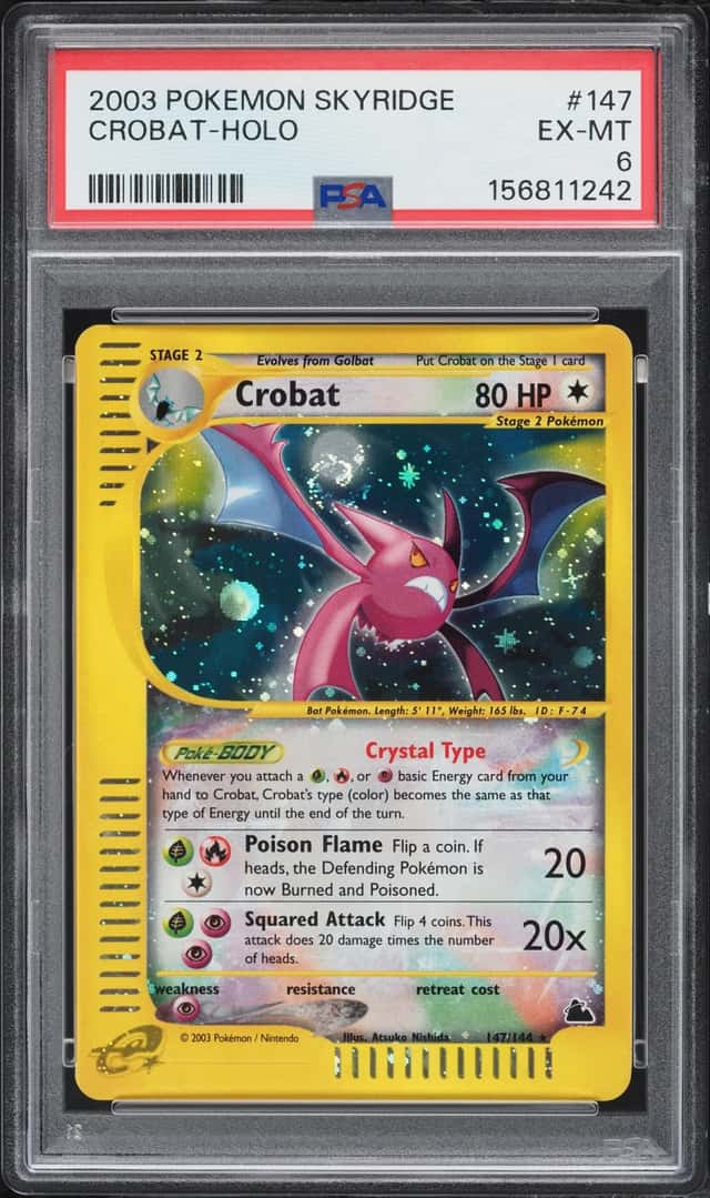 2003 Pokemon Skyridge Holo Crystal Crobat #147 PSA 6 EXMT