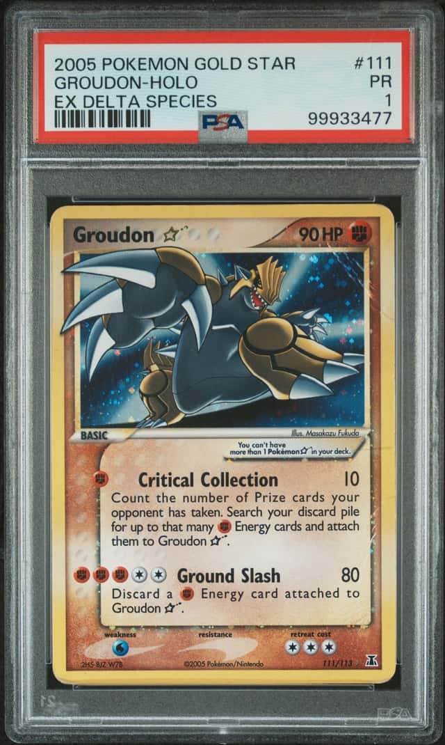 2005 Pokemon EX Delta Species Holo Groudon Gold Star #111 PSA 1 PR