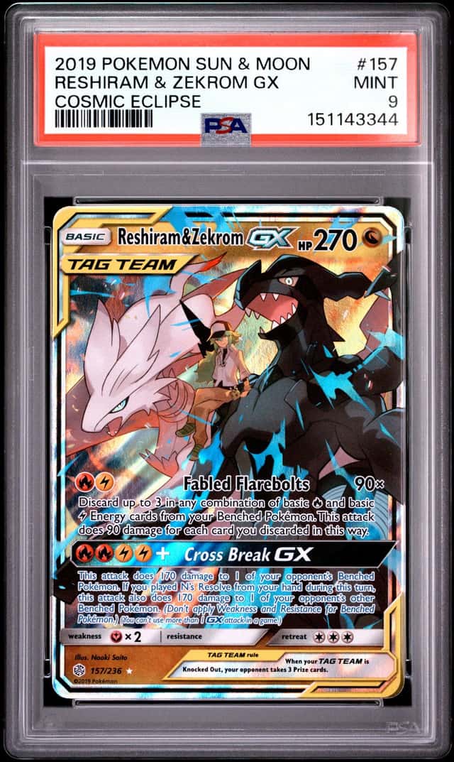 2019 Pokemon Sun and Moon Cosmic Eclipse Reshiram/Zekrom Gx #157