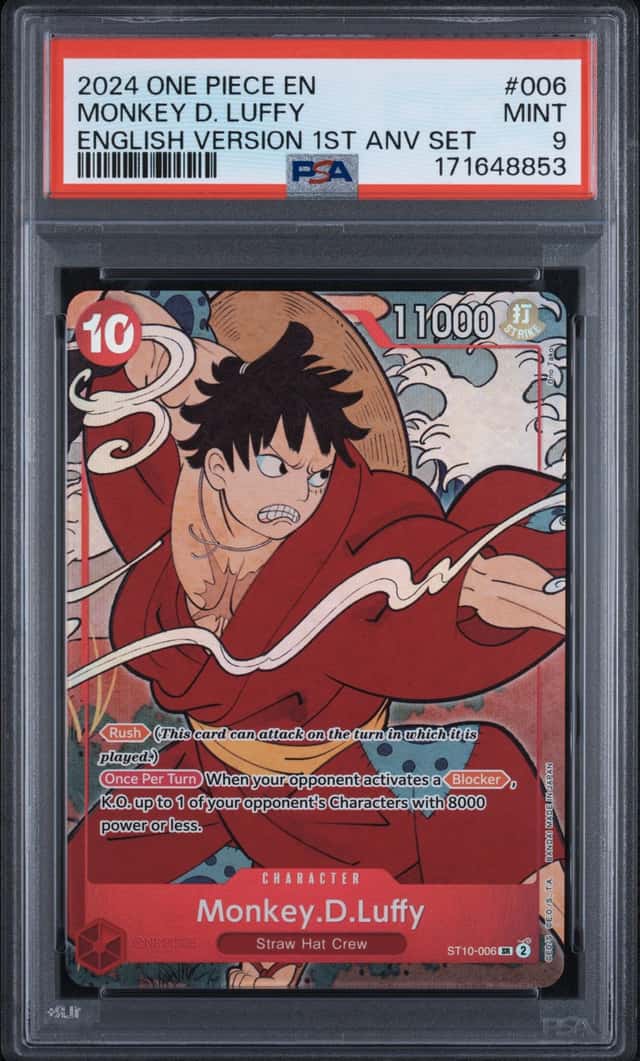 2024 One Piece Monkey D. Luffy English Version 1st Anniversary #ST10-006 PSA 9
