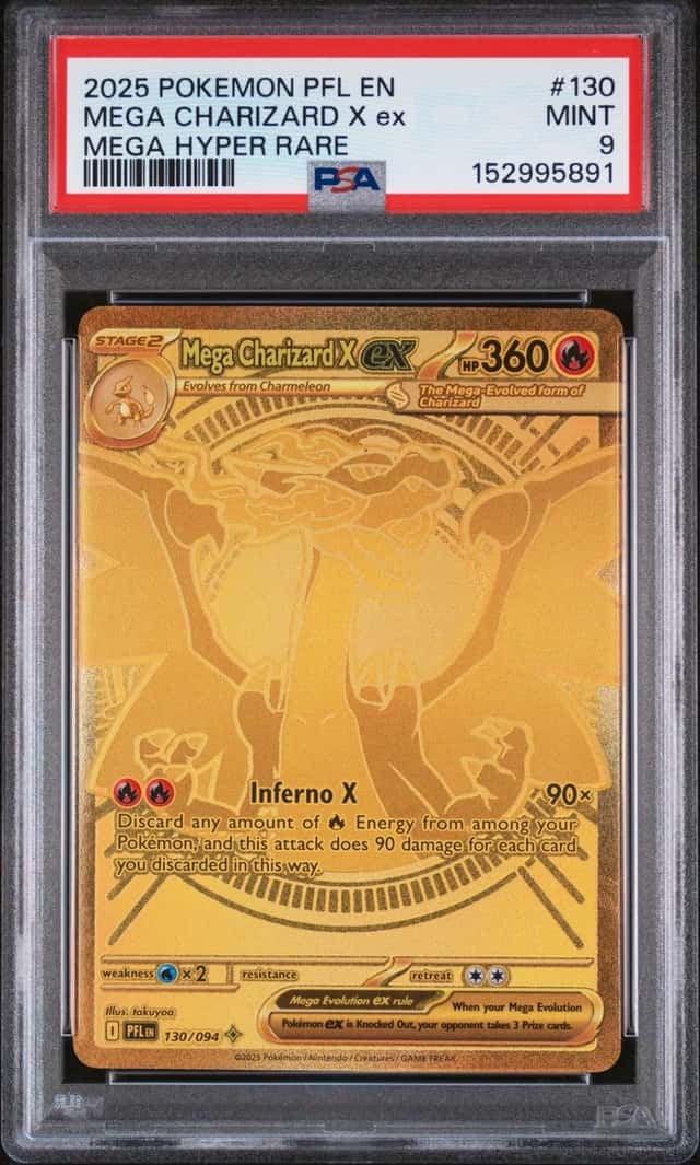 2025 POKEMON PFL EN-PHANTASMAL FLAMES MEGA HYPER RARE MEGA CHARIZARD X EX PSA 9