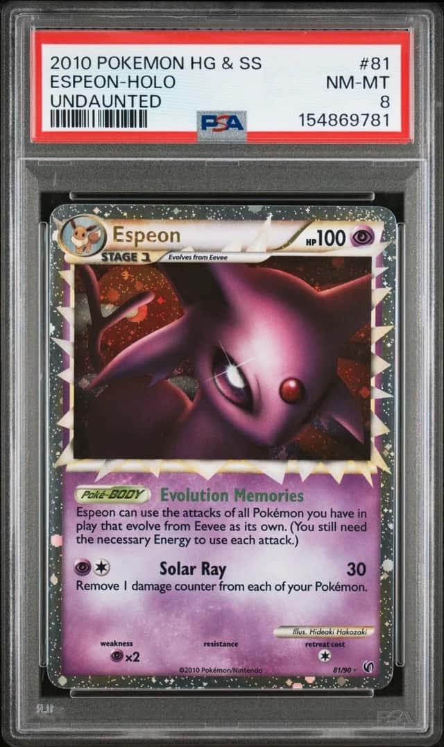 2010 POKEMON HEARTGOLD & SOULSILVER UNDAUNTED #81 ESPEON-HOLO PSA 8