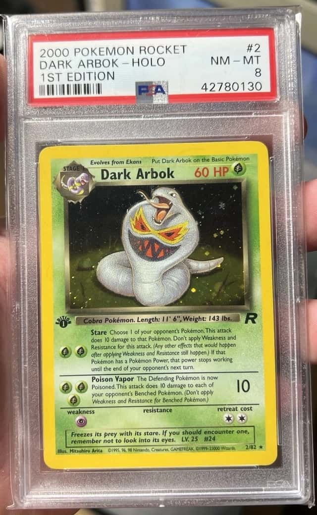 2000 Pokemon Team Rocket Dark Arbok Holo 1st Edition PSA 8