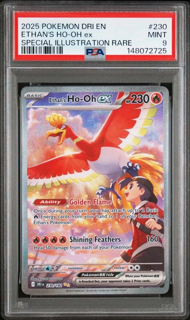 Pokemon Ethan's Ho-Oh Ex Destined Rivals Special Illustration Rare #230 PSA 9