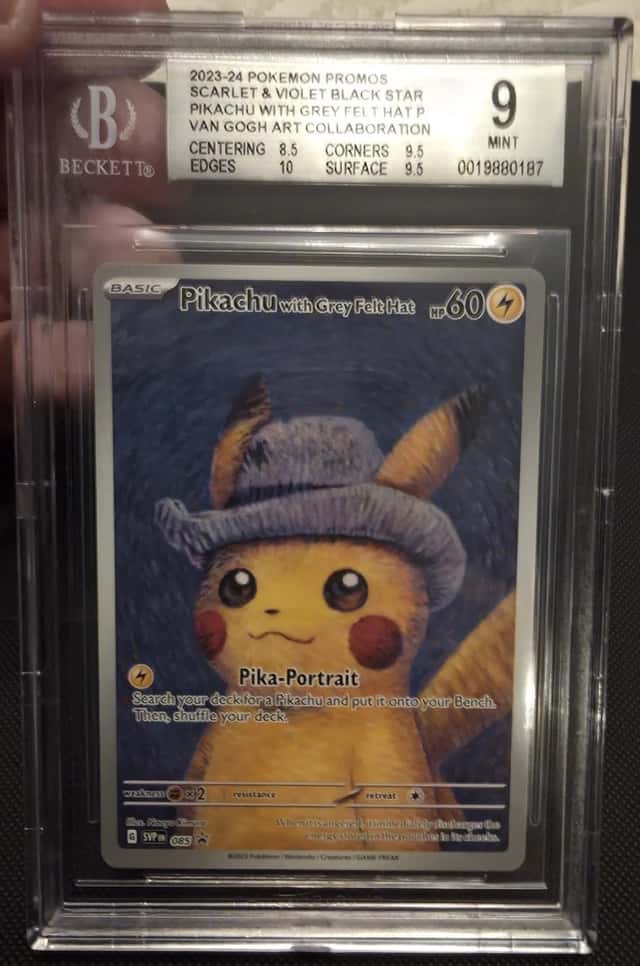 Pokémon Pikachu Grey Felt Hat Promo Beckett 9
