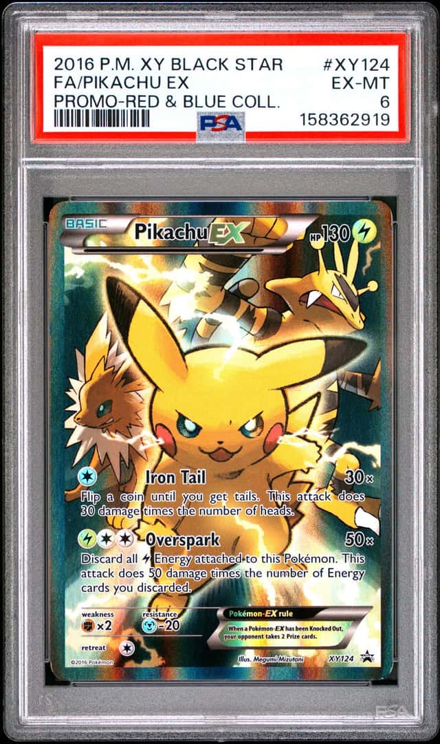 2016 Pokemon XY Black Star Pikachu EX Promo Red & Blue FA #XY124 PSA 6