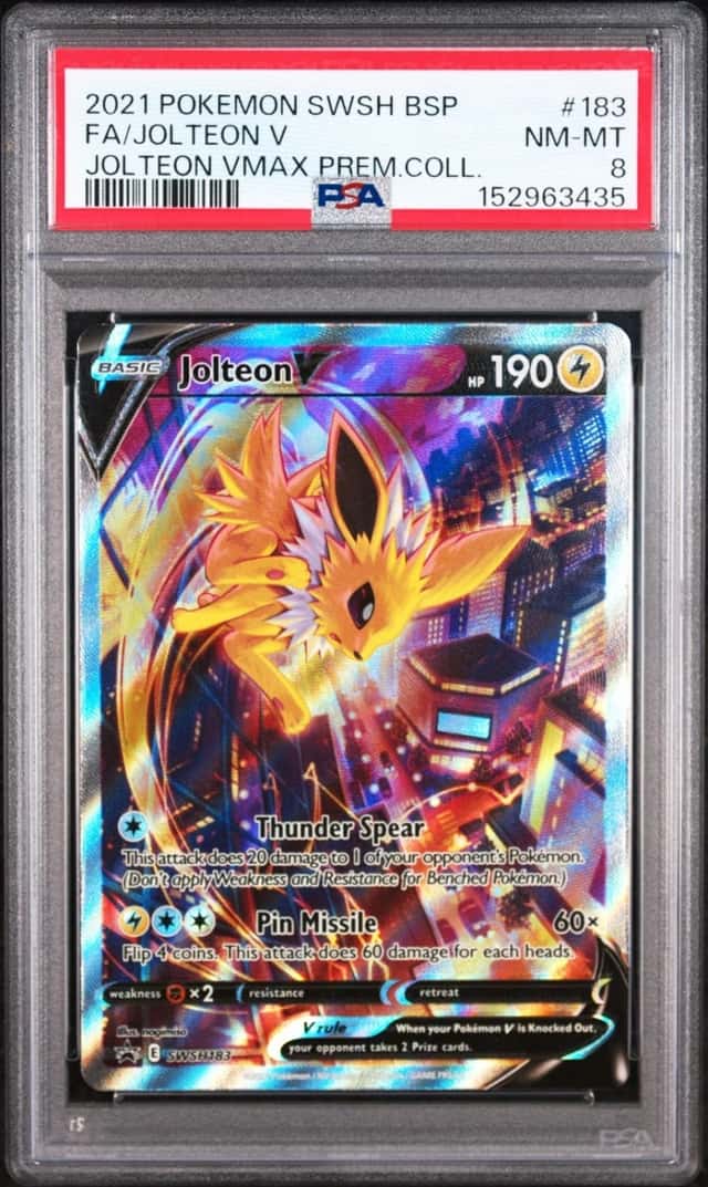 2021 POKEMON SWSH BLACK STAR PROMO #183 FULL ART/JOLTEON V PSA 8