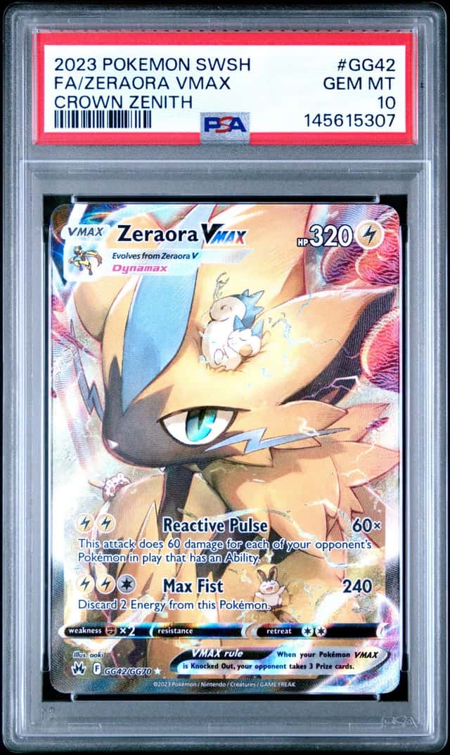 Pokemon TCG PSA 10 Zeraora VMAX GG42/GG70  Crown Zenith