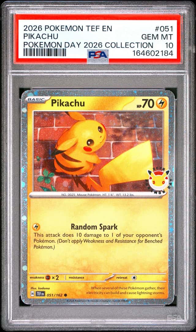 PIKACHU (Pokemon Day Stamp) 2026 Collection Temporal Forces Promo #051 PSA 10