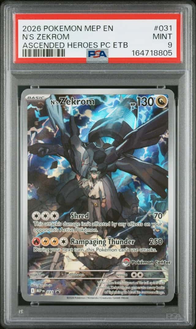 2026 POKEMON MEP ASCENDED HEROES POKEMON CENTER ETB PROMO #031 N'S ZEKROM PSA 9