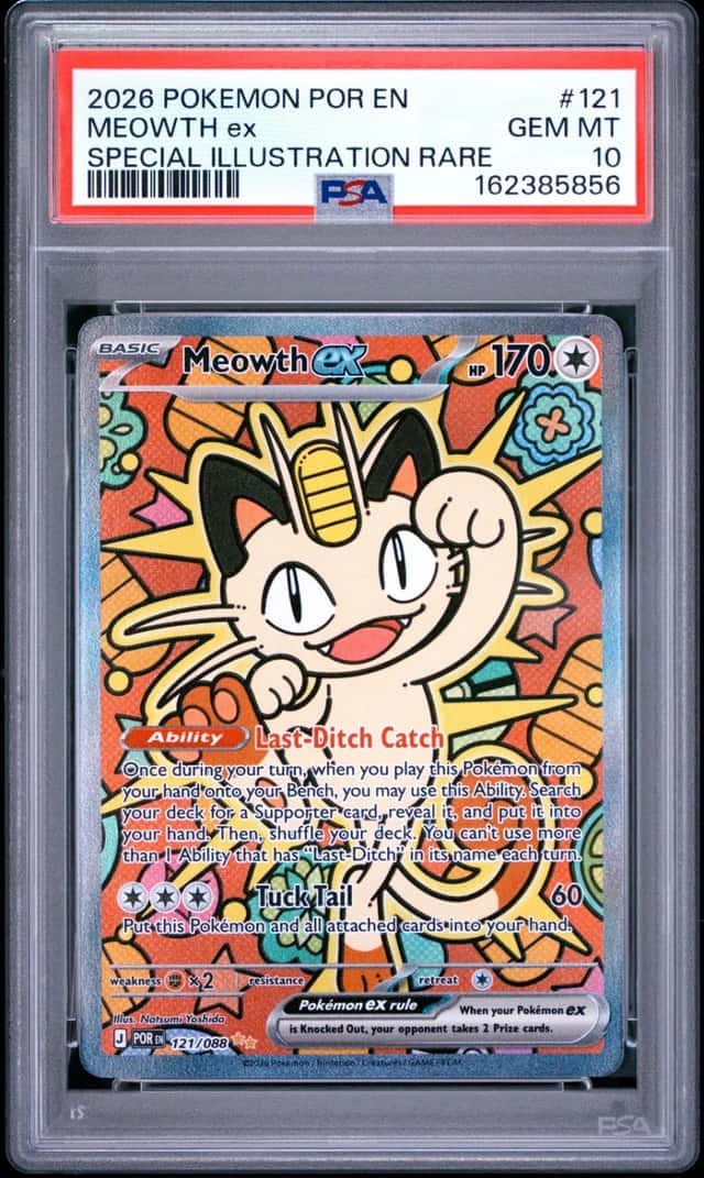 2026 POKEMON POR EN-PERFECT ORDER SPECIAL ILLUSTRATION RARE MEOWTH EX PSA 10