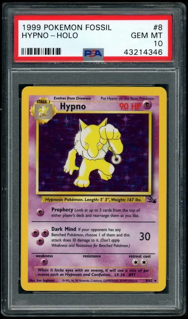 1999 POKEMON HYPNO-HOLO FOSSIL #8 PSA 10