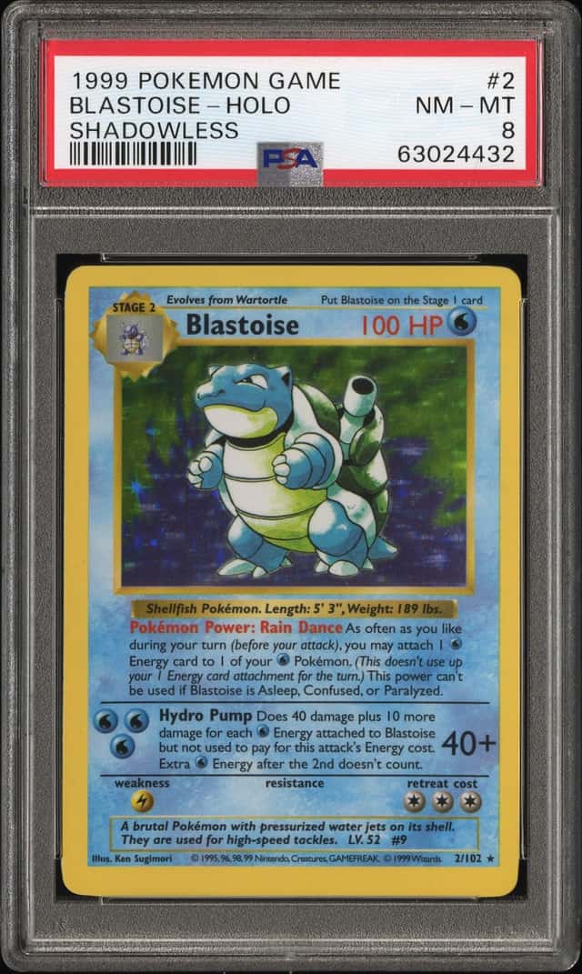 PSA 8 Pokemon - Shadowless Blastoise 2/102 Holo Rare - Base Set