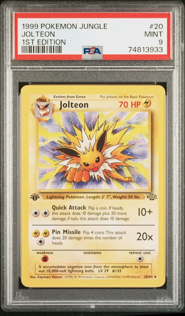 Pokemon TCG Jolteon 1st Edition Jungle 20/64 Rare Regular English PSA 9
