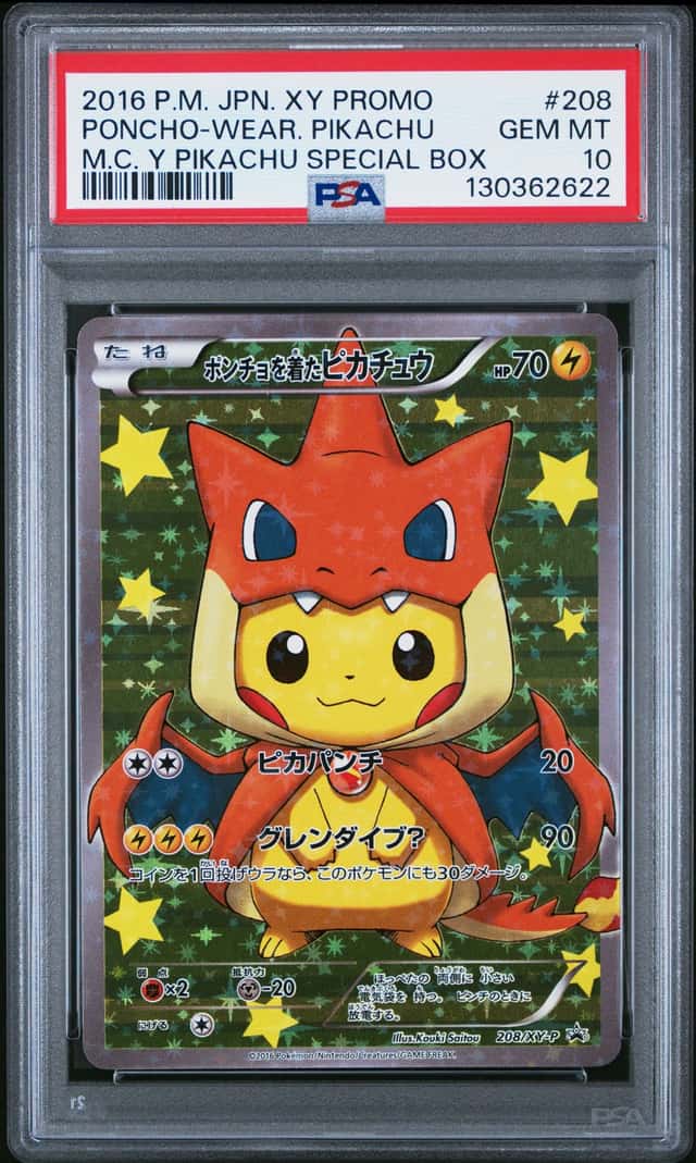 The Pokemon Company Poncho-Wearing Pikachu 208/XY-P JP Holo 2016 PSA 10