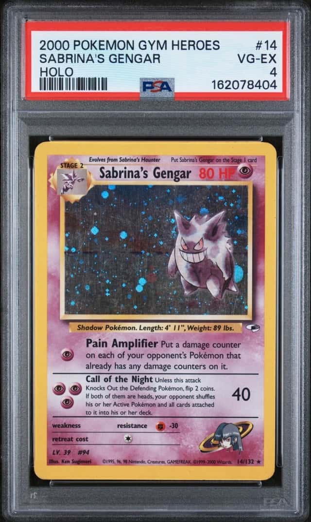 2000 POKEMON GYM HEROES HOLO #14 SABRINA'S GENGAR PSA 4