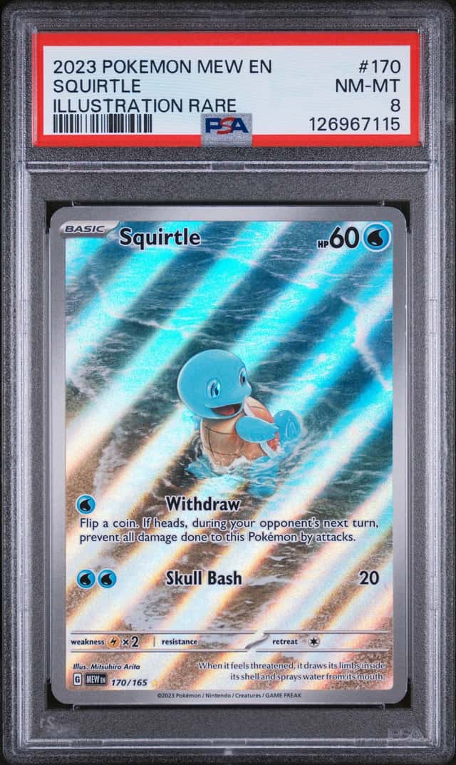 Pokemon 2023 Squirtle 170/165 SV 151 Illustration Rare Holo EN PSA 8