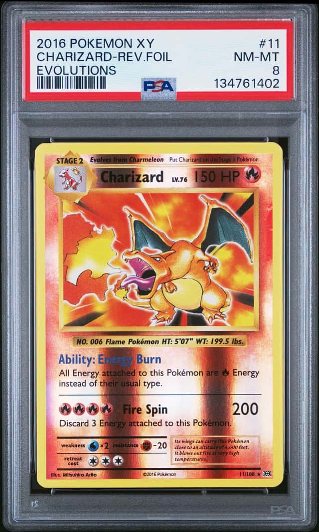 2016 Pokemon XY Evolutions #11 Charizard Reverse-Holo PSA 8 NM-MT