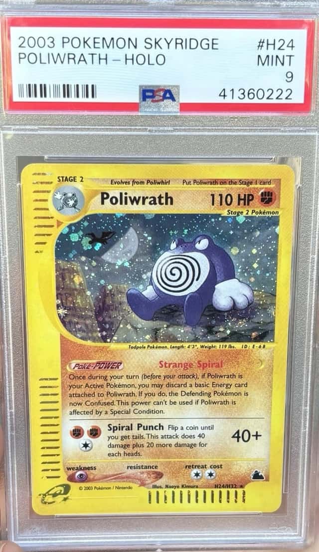 2003 Pokemon Skyridge #H24 Poliwrath - Holo PSA 9