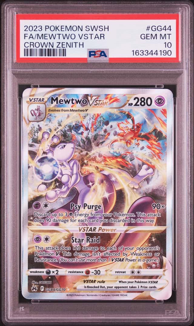 Mewtwo Vstar GG44 PSA 10 Crown Zenith Full Art 2023 SWSH Pokemon Charizard GemMt