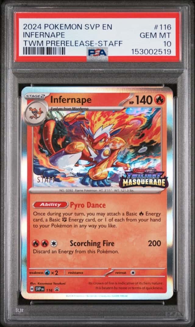 Pokemon Infernape Sv Promo 116 Twilight Masquerade Prerelease Staff PSA 10