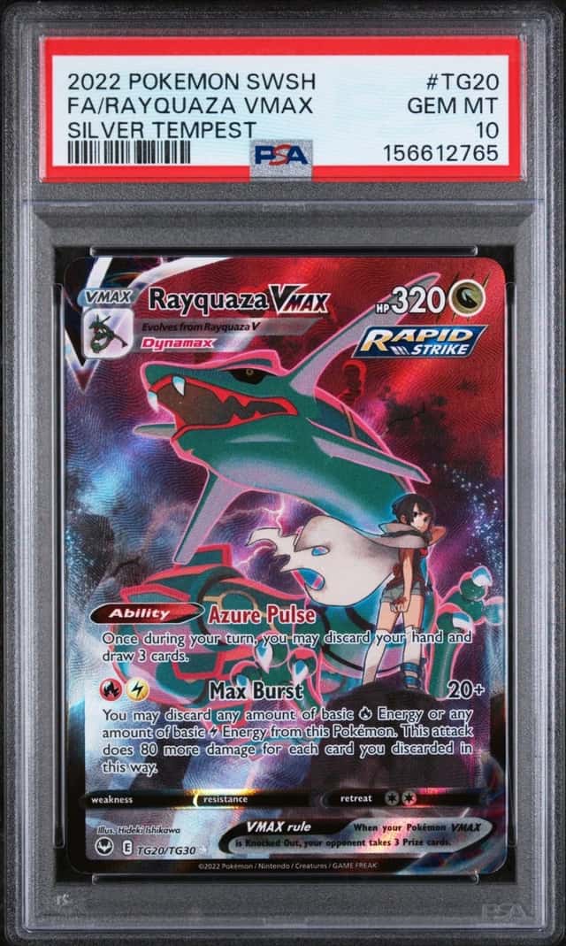 Pokemon Rayquaza Vmax Silver Tempest Full Art TG20/TG30 PSA 10 Gem Mint