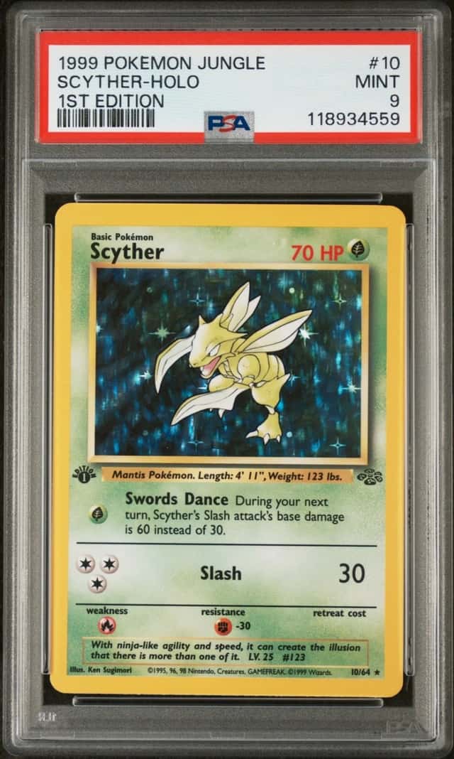 Pokemon Scyther Holo Jungle 10/64 1st Edition PSA 9 Mint