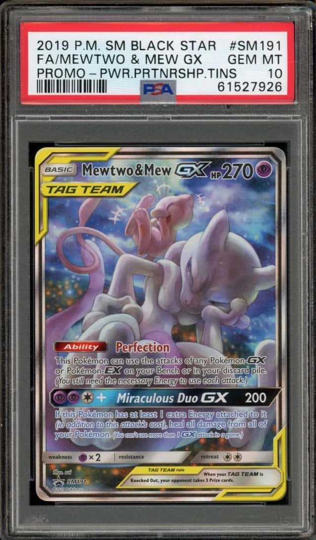 Pokemon Mewtwo & Mew Gx Sm Black Star Promo SM191 Power Partnership Tins PSA 10
