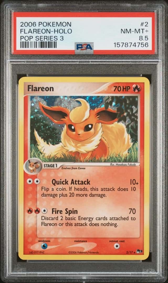 Pokemon Flareon Holo Pop Series 3 2/17 PSA 8.5