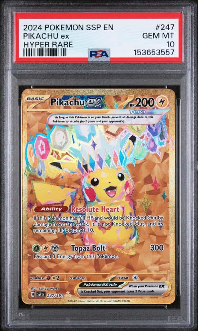 Pokemon Pikachu ex Surging Sparks 247/191 Hyper Rare PSA 10 Gem Mint