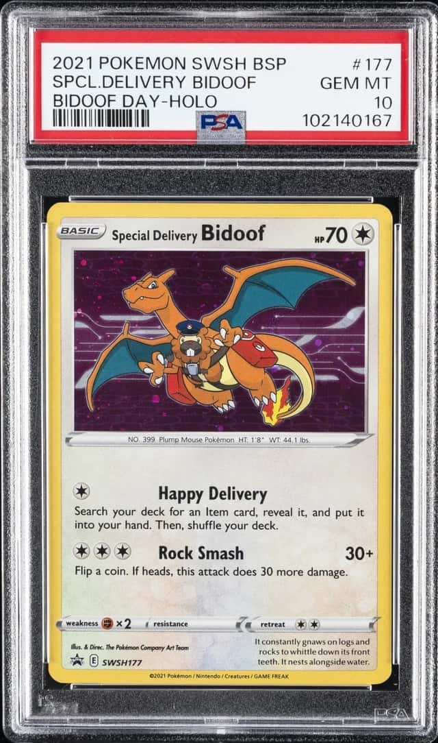 Pokemon Special Delivery Bidoof Day Holo Swsh Black Star Promo 177 PSA 10