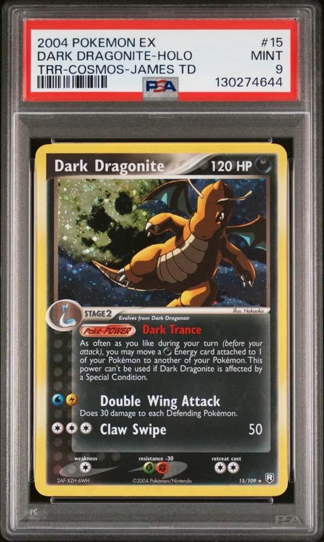 Pokemon Dark Dragonite Holo EX Team Rocket Returns 15 Cosmos-James TD PSA 9