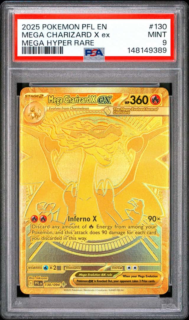 2025 Pokemon Phantasmal Flames Mega Charizard X ex Hyper Rare #130/094 PSA 9