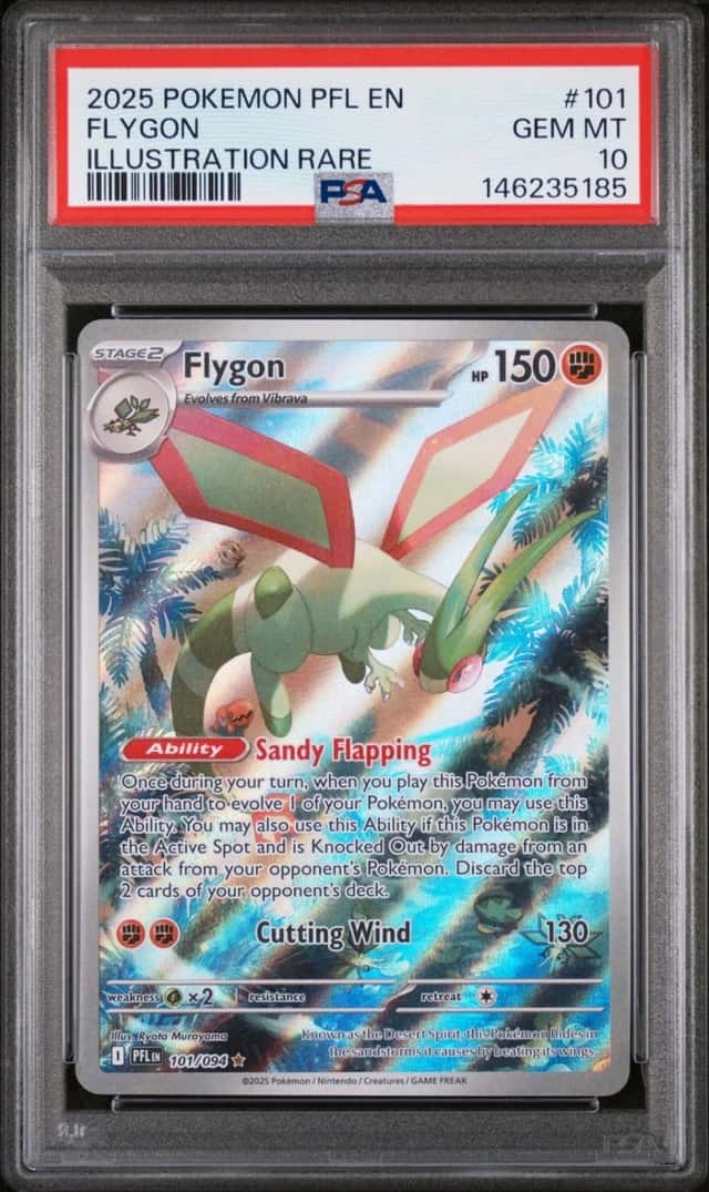 2025 POKEMON PFL EN-PHANTASMAL FLAMES ILLUSTRATION RARE #101 FLYGON PSA 10