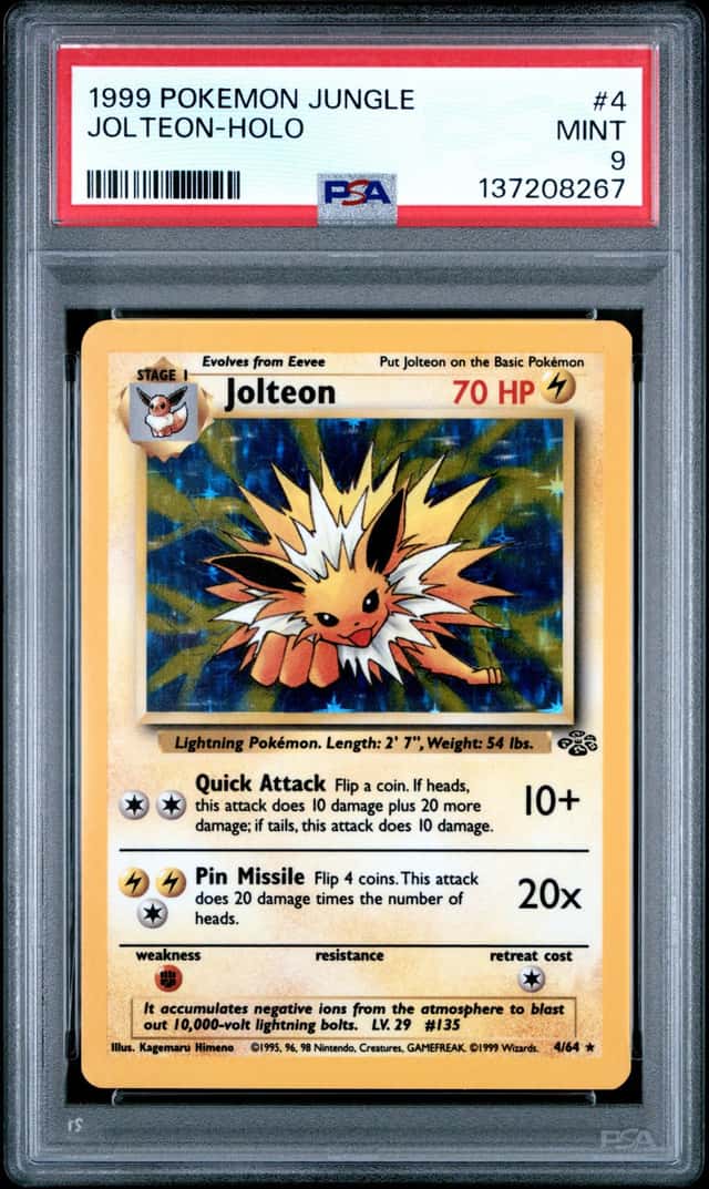 Pokemon 1999 Jolteon 4/64 Holo Jungle PSA 9