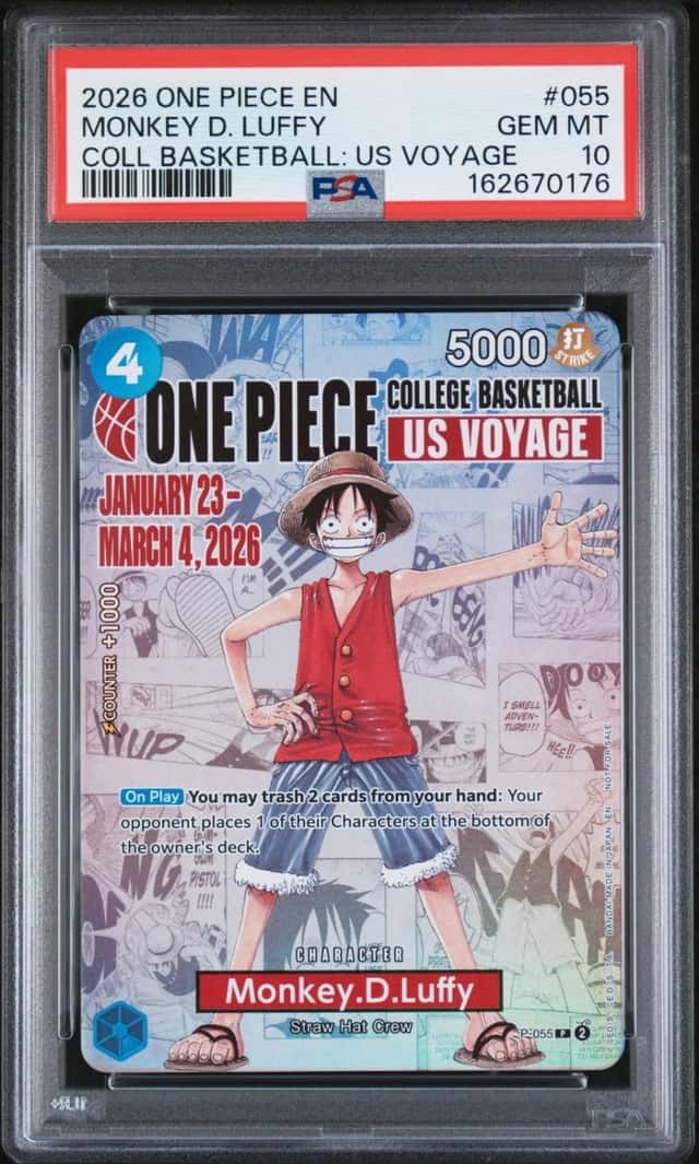 2026 ONE PIECE PROMOS COLLEGE BASKETBALL: US VOYAGE MONKEY D. LUFFY PSA 10