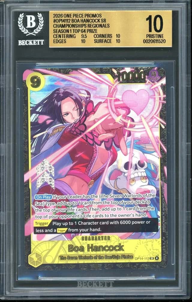 One Piece Boa Hancock SR 2026 CGP Champ 26-27 Reg S1 1 Top 64 Prize Card BGS 10
