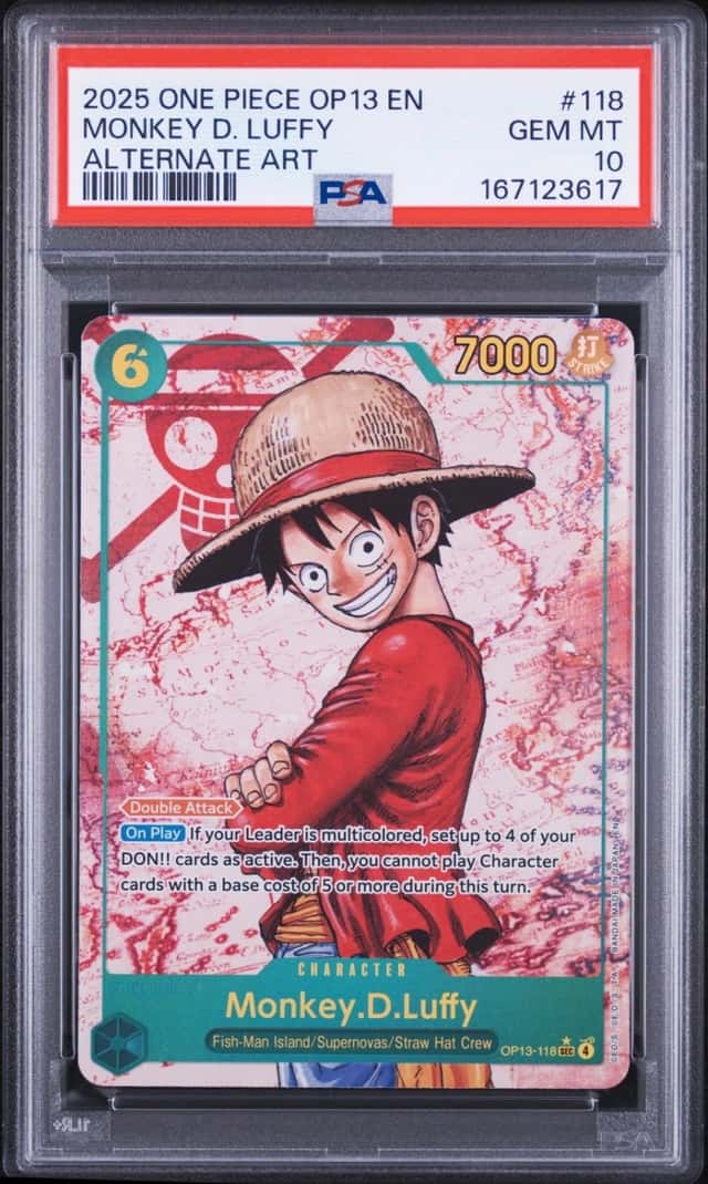 2025 ONE PIECE OP13-CARRYING ON HIS WILL ALTERNATE ART MONKEY D. LUFFY PSA 10