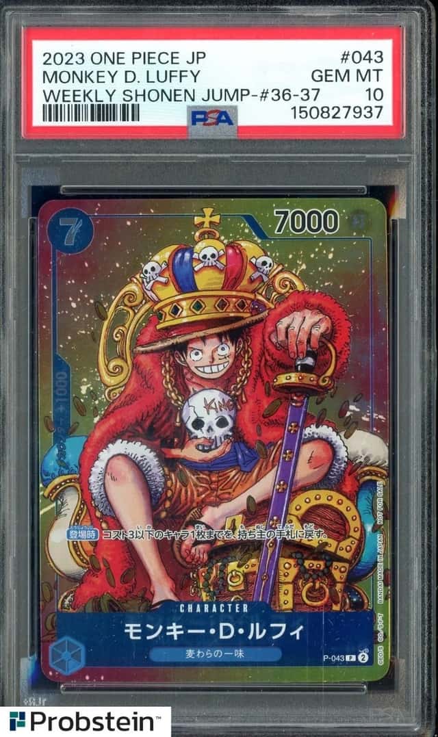 #10 2023 One Piece JP Weekly Shonen Jump #36-37 #043 Monkey D. Luffy PSA 10