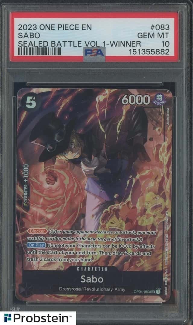 2023 One Piece EN Sealed Battle Vol.1 Winner #083 Sabo PSA 10 GEM MINT