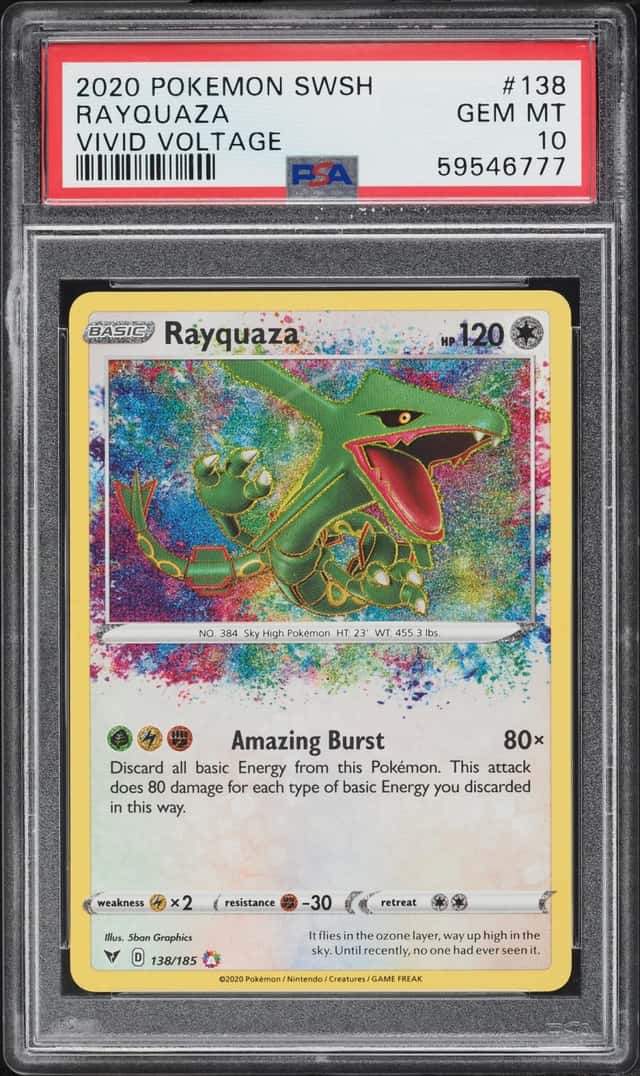 2020 Pokemon Sword & Shield Vivid Voltage Amazing Rare Rayquaza #138 PSA 10 GEM MINT