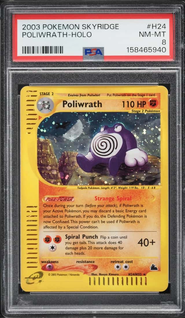 2003 Pokemon Skyridge Holo Poliwrath #H24 PSA 8 NM-MT