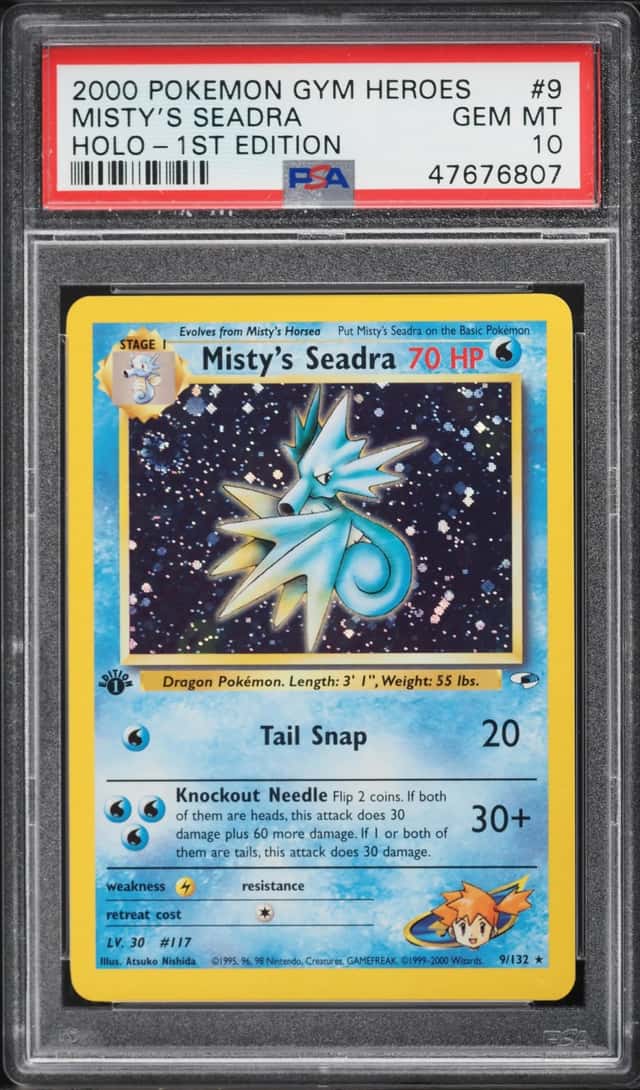 2000 Pokemon Gym Heroes 1st Edition Holo Misty's Seadra #9 PSA 10 GEM MINT