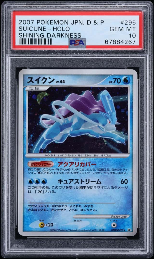 2007 Pokemon Japanese Diamond & Pearl Shining Darkness Holo Suicune #295 PSA 10 GEM MINT